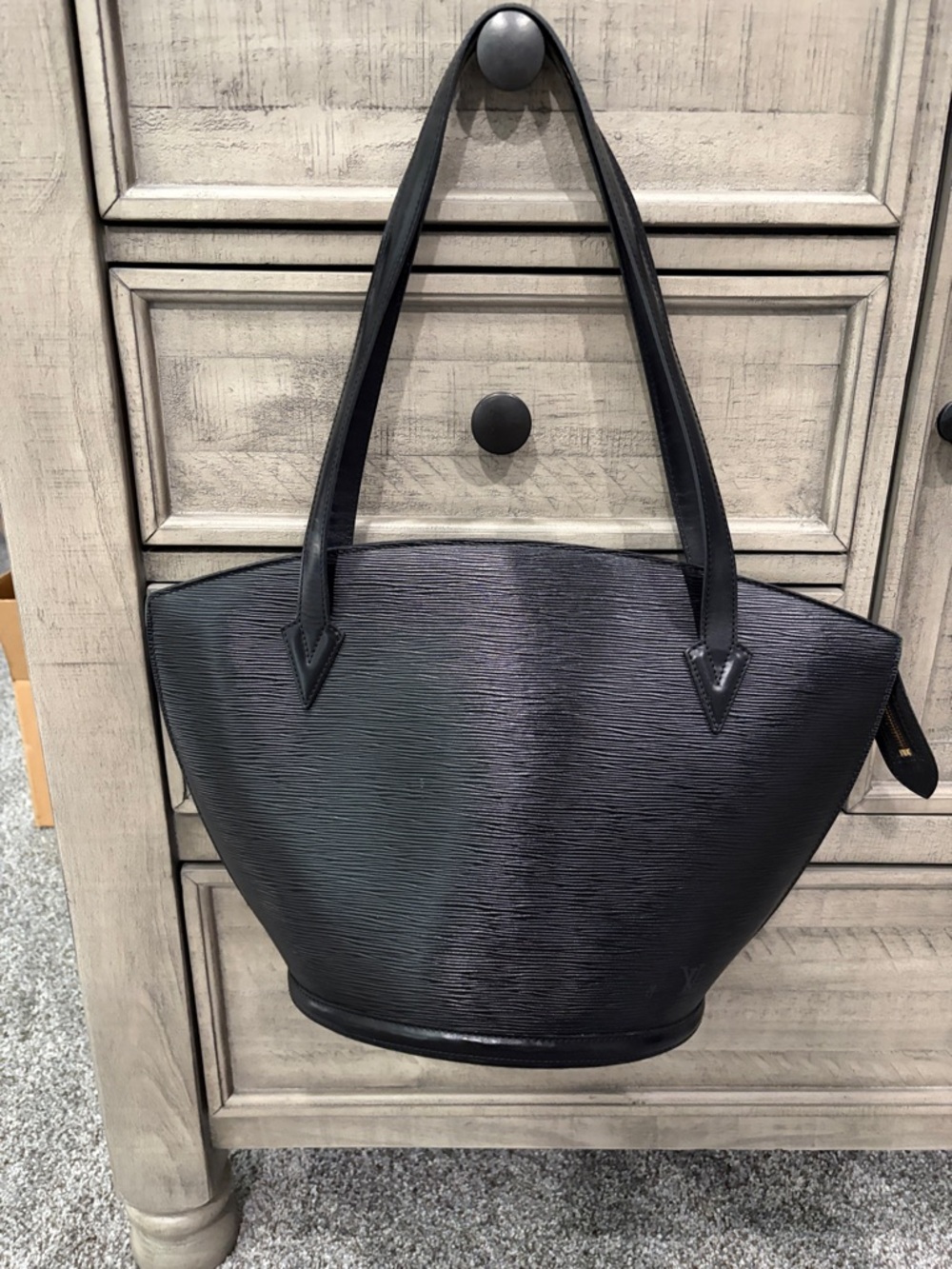 Louis Vuitton Epi Leather Black Tote Bag Structured Shoulder Bag